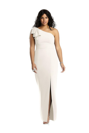 After Six 6769 Ivory One Shoulder Crepe Informal Wedding Gown